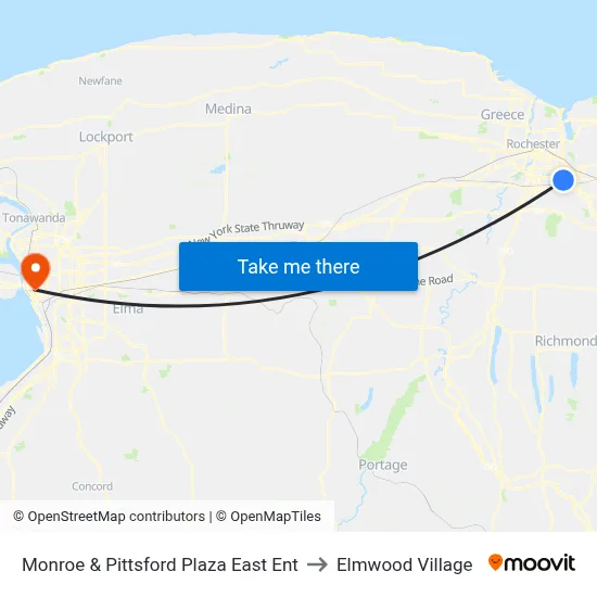 Monroe & Pittsford Plaza East Ent to Elmwood Village map