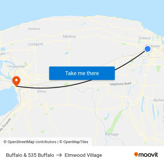Buffalo & 535 Buffalo to Elmwood Village map