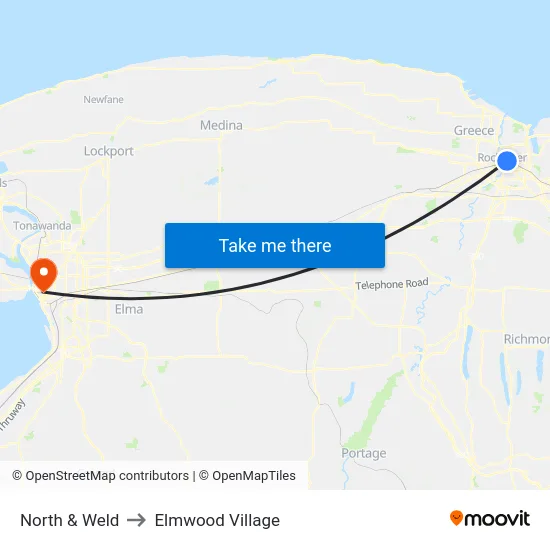 North & Weld to Elmwood Village map