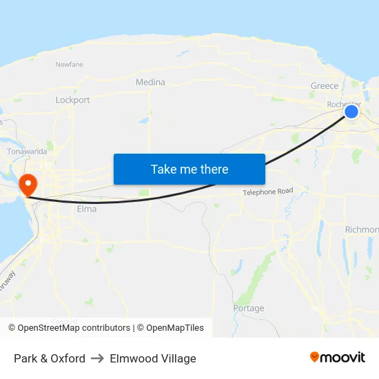 Park & Oxford to Elmwood Village map