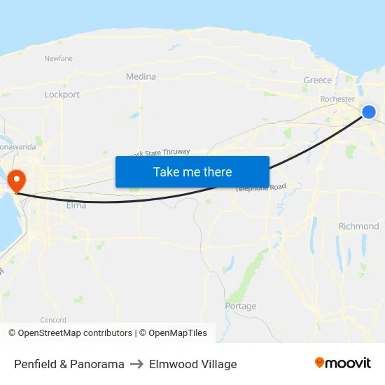 Penfield & Panorama to Elmwood Village map