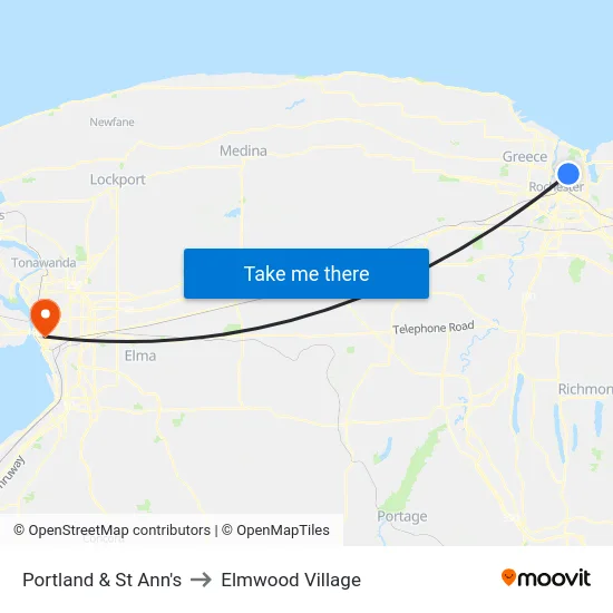 Portland & St Ann's to Elmwood Village map