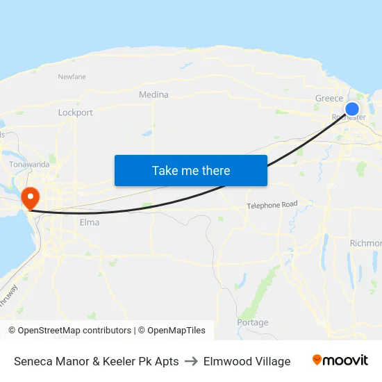 Seneca Manor & Keeler Pk Apts to Elmwood Village map