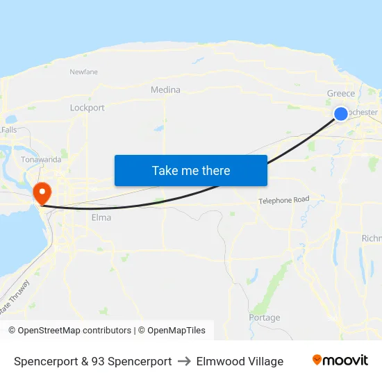 Spencerport & 93 Spencerport to Elmwood Village map