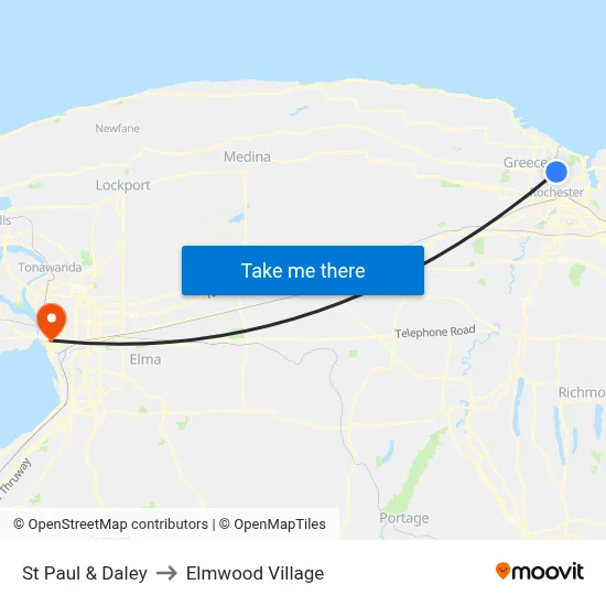 St Paul & Daley to Elmwood Village map