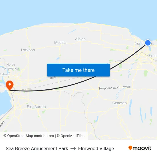 Sea Breeze Amusement Park to Elmwood Village map