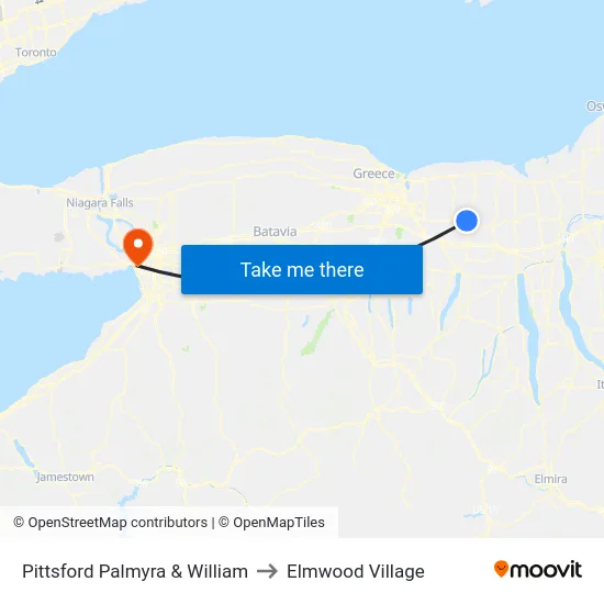 Pittsford Palmyra & William to Elmwood Village map