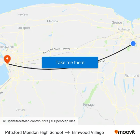 Pittsford Mendon High School to Elmwood Village map