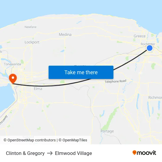 Clinton & Gregory to Elmwood Village map