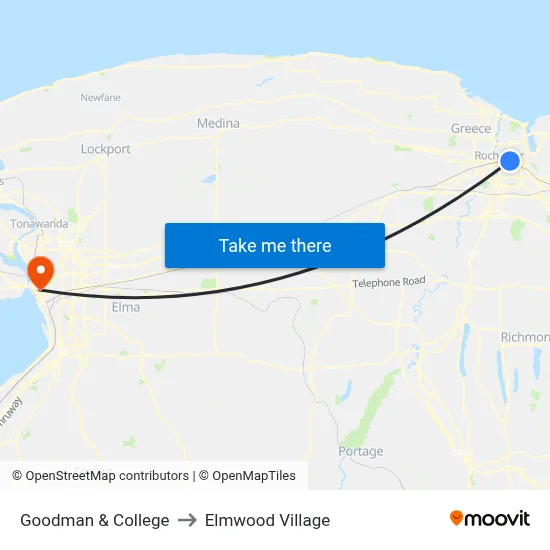 Goodman & College to Elmwood Village map