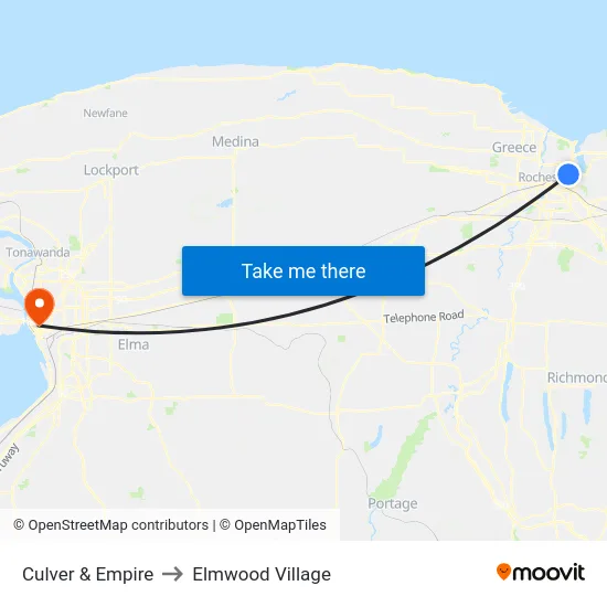 Culver & Empire to Elmwood Village map