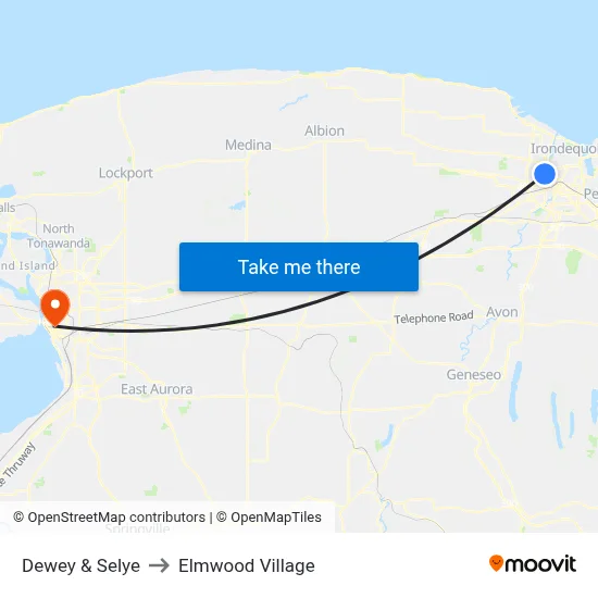 Dewey & Selye to Elmwood Village map