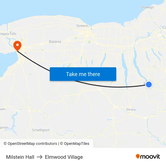 Milstein Hall to Elmwood Village map