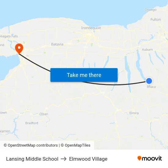 Lansing Middle School to Elmwood Village map