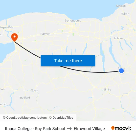 Ithaca College - Roy Park School to Elmwood Village map