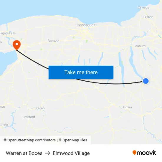Warren at Boces to Elmwood Village map