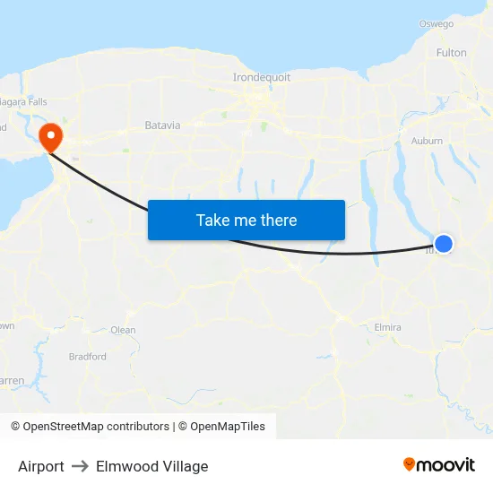 Airport to Elmwood Village map