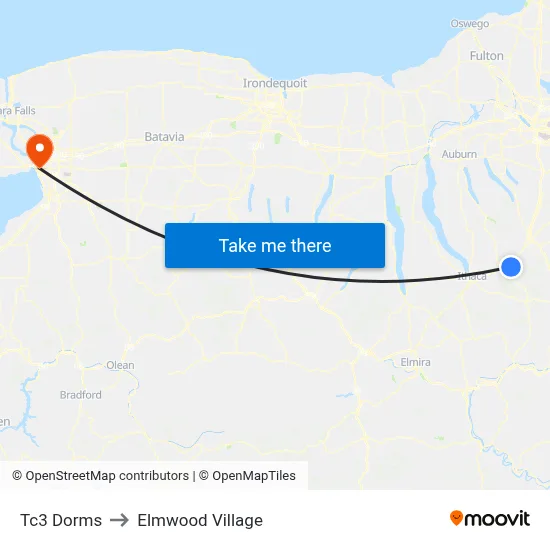 Tc3 Dorms to Elmwood Village map