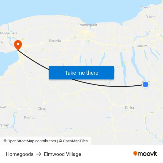 Homegoods to Elmwood Village map