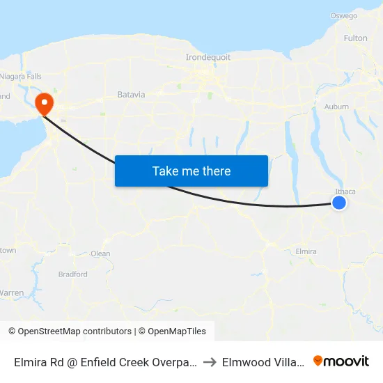 Elmira Rd @ Enfield Creek Overpass to Elmwood Village map