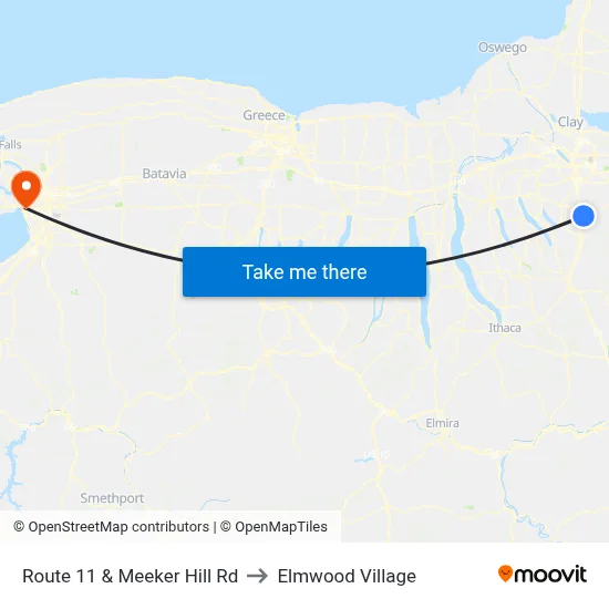 Route 11 & Meeker Hill Rd to Elmwood Village map