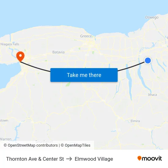 Thornton Ave & Center St to Elmwood Village map