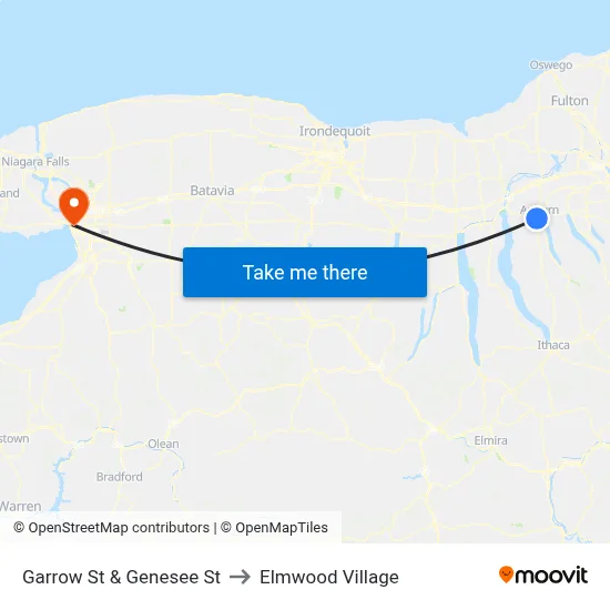 Garrow St & Genesee St to Elmwood Village map