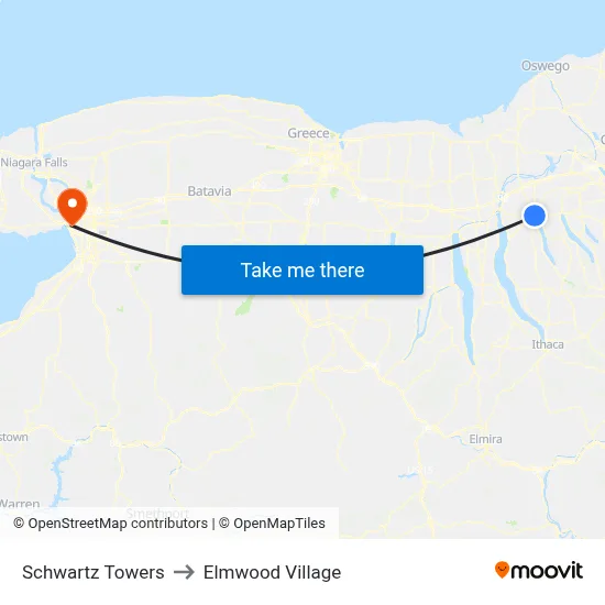 Schwartz Towers to Elmwood Village map