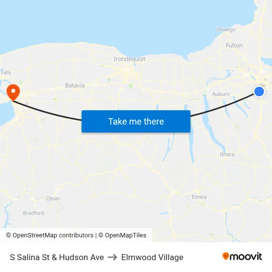 S Salina St & Hudson Ave to Elmwood Village map