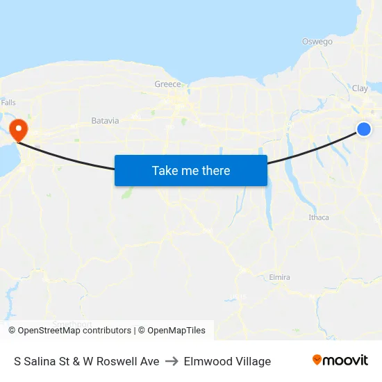 S Salina St & W Roswell Ave to Elmwood Village map