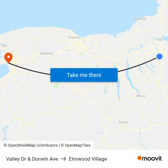 Valley Dr & Dorwin Ave to Elmwood Village map