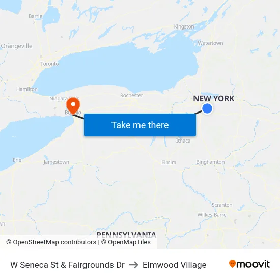 W Seneca St & Fairgrounds Dr to Elmwood Village map