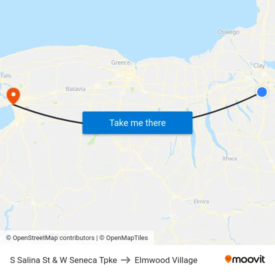 S Salina St & W Seneca Tpke to Elmwood Village map