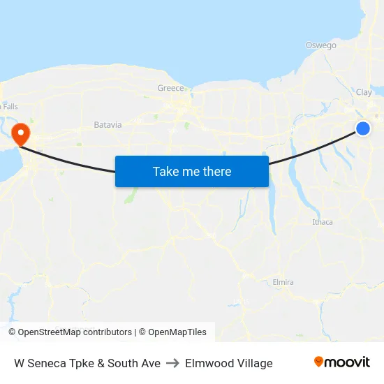 W Seneca Tpke & South Ave to Elmwood Village map