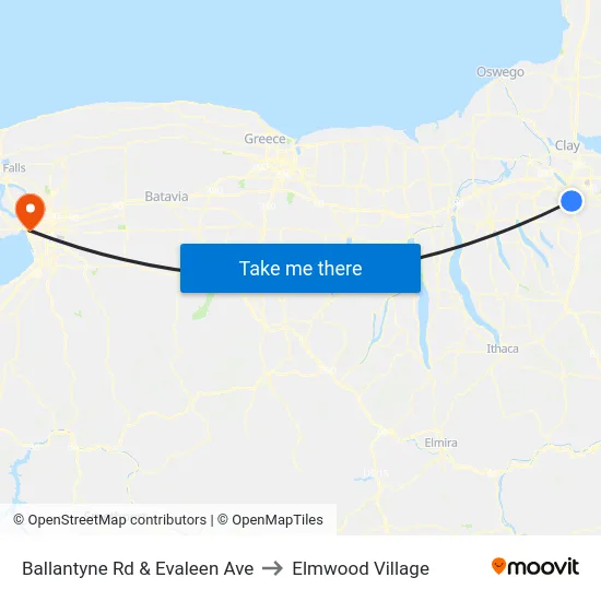 Ballantyne Rd & Evaleen Ave to Elmwood Village map