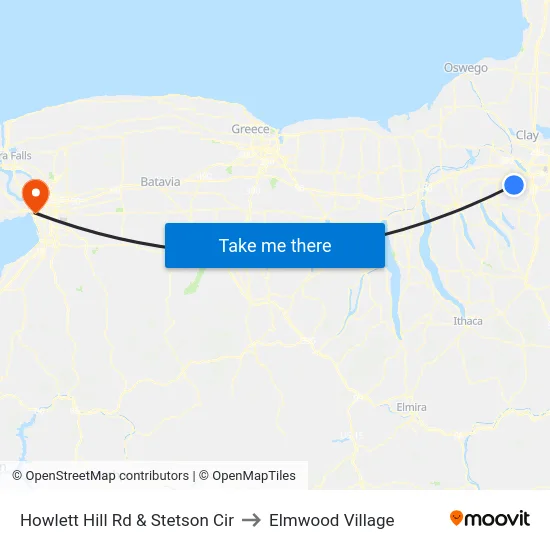 Howlett Hill Rd & Stetson Cir to Elmwood Village map