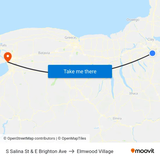 S Salina St & E Brighton Ave to Elmwood Village map