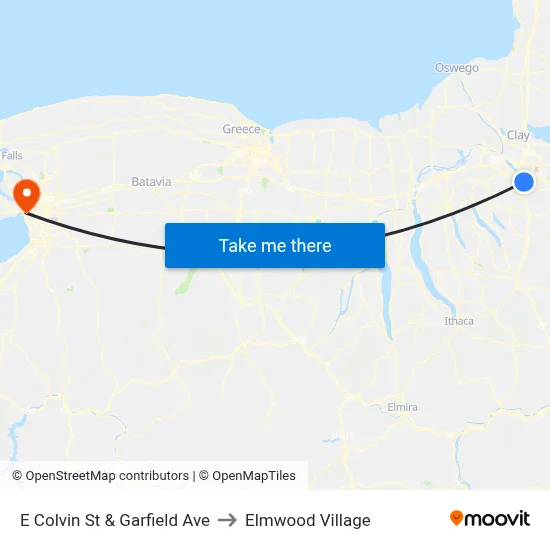 E Colvin St & Garfield Ave to Elmwood Village map