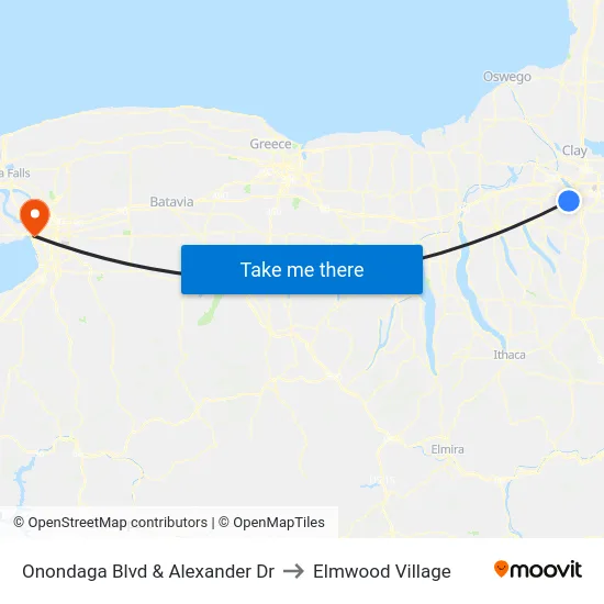Onondaga Blvd & Alexander Dr to Elmwood Village map