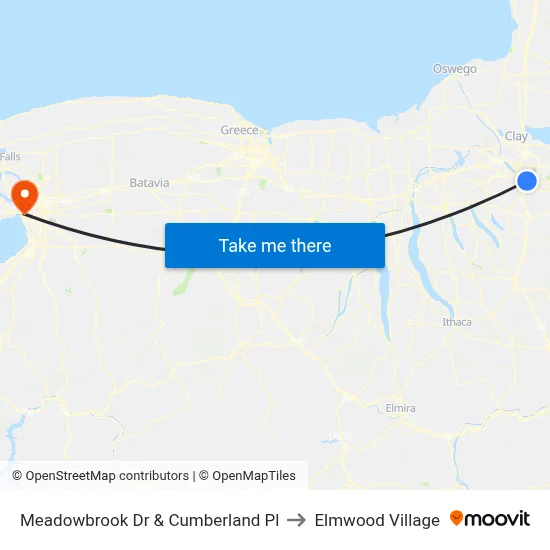 Meadowbrook Dr & Cumberland Pl to Elmwood Village map