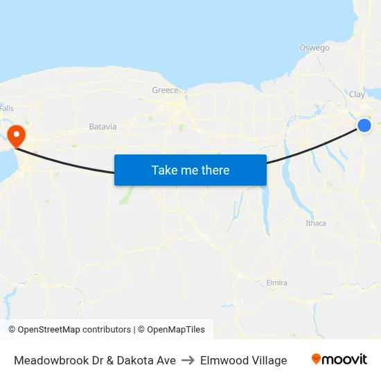 Meadowbrook Dr & Dakota Ave to Elmwood Village map