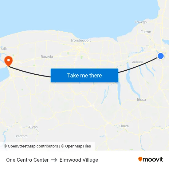 One Centro Center to Elmwood Village map
