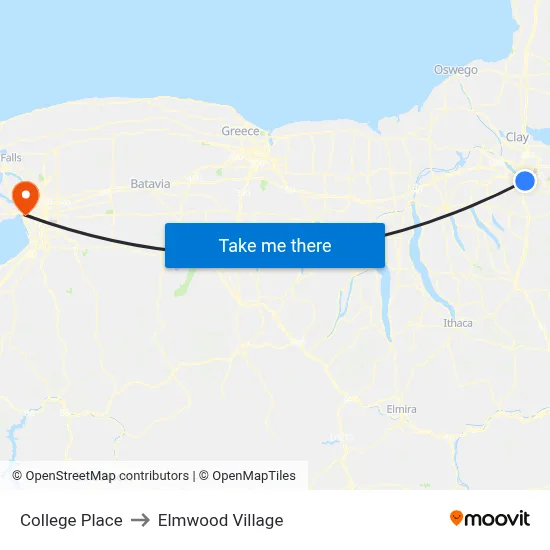 College Place to Elmwood Village map