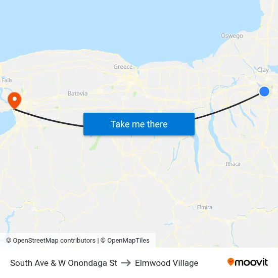 South Ave & W Onondaga St to Elmwood Village map