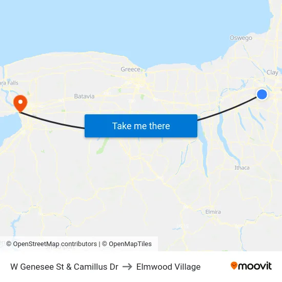 W Genesee St & Camillus Dr to Elmwood Village map