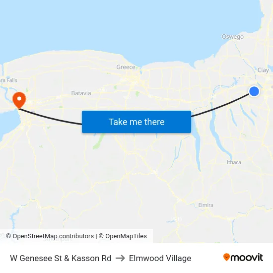 W Genesee St & Kasson Rd to Elmwood Village map