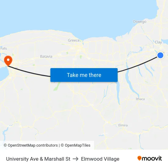 University Ave & Marshall St to Elmwood Village map