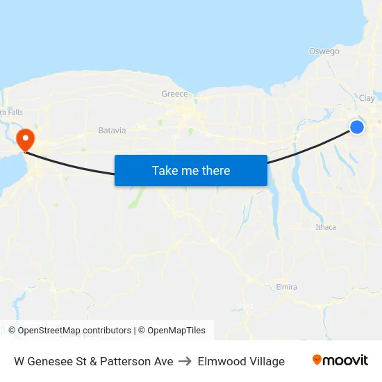 W Genesee St & Patterson Ave to Elmwood Village map