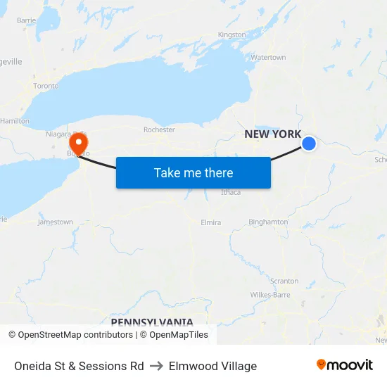Oneida St & Sessions Rd to Elmwood Village map