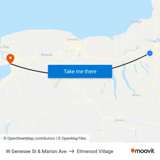 W Genesee St & Marion Ave to Elmwood Village map